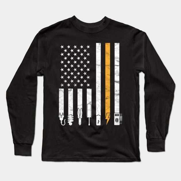 Electrician USA Flag, Electrician Long Sleeve T-Shirt by hibahouari1@outlook.com